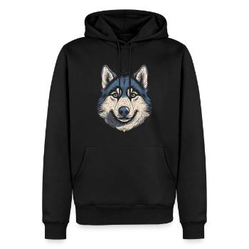 Husky Chien de traîneau Husky Head - Sweat à capuche Premium bio Homme - noir - Devant - Nico (187cm)