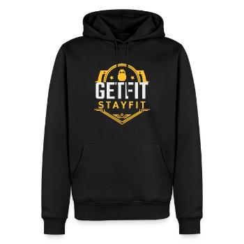 Get Fit Stay Fit - Men’s Premium Organic Hoodie - black - Front - Nico (187cm)