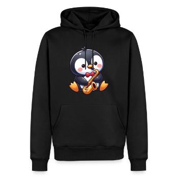 Pinguin Jazz Saxofon Saxofonist Musik - Männer Premium Bio Hoodie - Schwarz - Vorne - Nico (187cm)