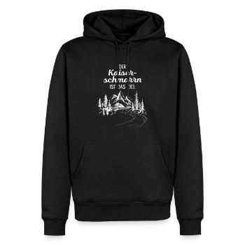 Der Kaiserschmarrn Ist Das Ziel - Wandern Berge - Männer Premium Bio Hoodie - Schwarz - Vorne - Nico (187cm)