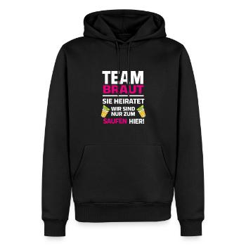 Team Bride - Elle va se marier, on est là pour boire - Sweat à capuche Premium bio Homme - noir - Devant - Nico (187cm)