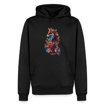 Majestätischer Rotfuchs Florales Design - Männer Premium Bio Hoodie - Schwarz - Vorne - Nico (187cm)