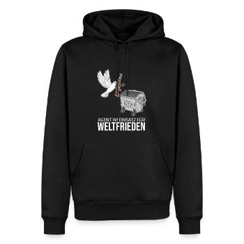 Colombe de la Paix - Agent en action pour la paix dans le monde - Sweat à capuche Premium bio Homme - noir - Devant - Nico (187cm)