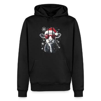 Lustig Weihnachten Motiv Mit Cooler Kuh - Männer Premium Bio Hoodie - Schwarz - Vorne - Nico (187cm)