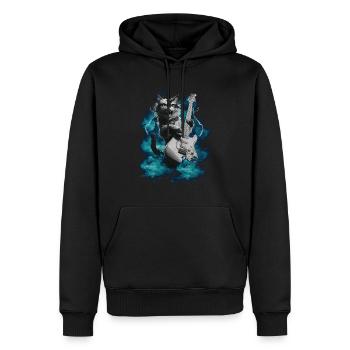 Coole Katze Gitarre Rock Band Musik - Männer Premium Bio Hoodie - Schwarz - Vorne - Nico (187cm)