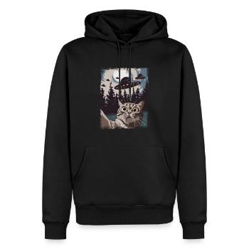 Drôle de chats Selfie OVNI - Sweat à capuche Premium bio Homme - noir - Devant - Nico (187cm)