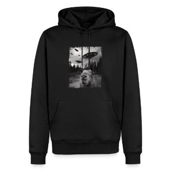 Lustige Capybara Selfie Ufo Grafik - Männer Premium Bio Hoodie - Schwarz - Vorne - Nico (187cm)