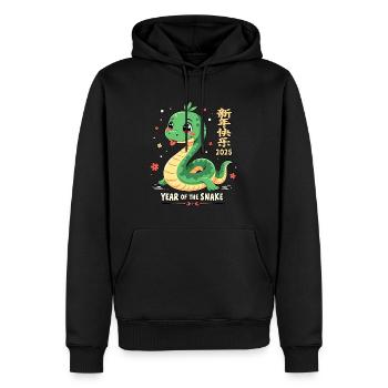 Tenue de réveillon du Nouvel An - Serpent 2025 - Sweat à capuche Premium bio Homme - noir - Devant - Nico (187cm)