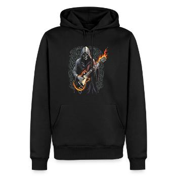 Sensenmann mit Gitarre - Rockstyle - Männer Premium Bio Hoodie - Schwarz - Vorne - Nico (187cm)