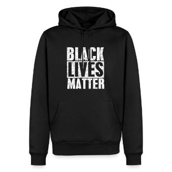 Black Lives Matter, BLM - Sweat à capuche Premium bio Homme - noir - Devant - Nico (187cm)