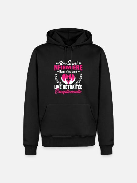 Retraite infirmière, Cadeau future retraitée - Sweat à capuche Premium bio Homme - noir