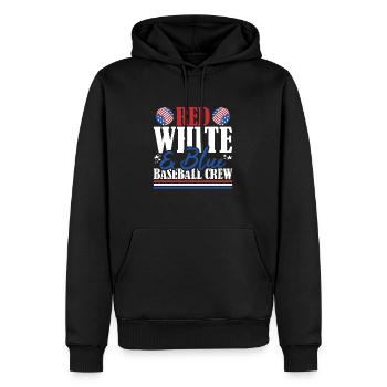 Veteran US Flag Red White & Blue Baseball Crew - Männer Premium Bio Hoodie - Schwarz - Vorne - Nico (187cm)