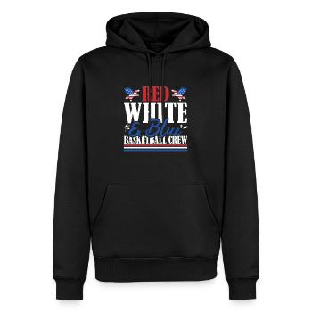 Veteran US Flag Red White & Blue Basketball Crew - Men’s Premium Organic Hoodie - black - Front - Nico (187cm)