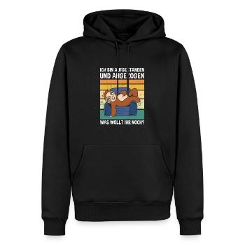 Aufgestanden Und Angezogen Was Wollt Ihr? Faultier - Männer Premium Bio Hoodie - Schwarz - Vorne - Nico (187cm)