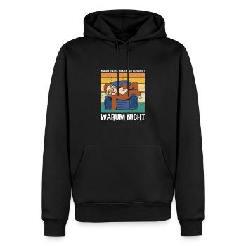 Warum Wir Den Ganzen Tag Schlafen? Süßes Faultier - Männer Premium Bio Hoodie - Schwarz - Vorne - Nico (187cm)