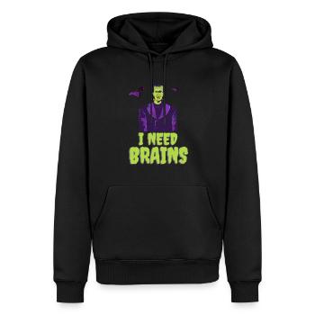 Halloween I Need Brains Kostüm Outfit Shirt - Männer Premium Bio Hoodie - Schwarz - Vorne - Nico (187cm)