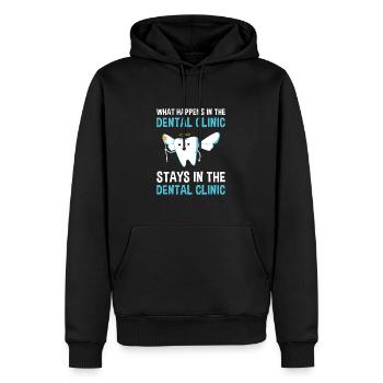 What Happens In The Clinic Dental Assistant - Männer Premium Bio Hoodie - Schwarz - Vorne - Nico (187cm)