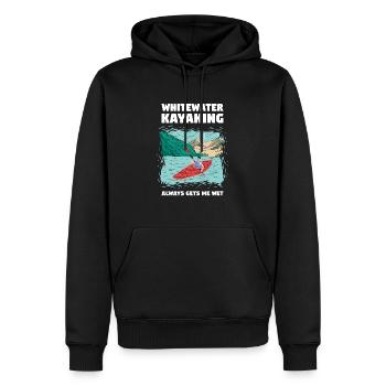 Le kayak en eau vive me mouille toujours - Sweat à capuche Premium bio Homme - noir - Devant - Nico (187cm)