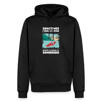 Parfois, je porte un kayak Kayak d’eau vive - Sweat à capuche Premium bio Homme - noir - Devant - Nico (187cm)