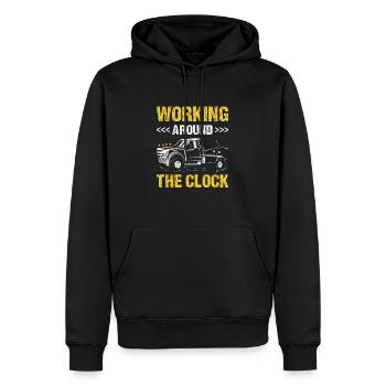 Travailler jour et nuit Opérateur de dépanneuse - Sweat à capuche Premium bio Homme - noir - Devant - Nico (187cm)