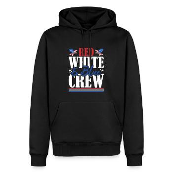 Veteran US Flag Red White & Blue Crew - Men’s Premium Organic Hoodie - black - Front - Nico (187cm)