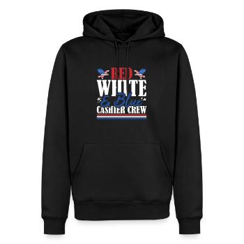 Veteran US Flag Red White & Blue Cashier Crew - Männer Premium Bio Hoodie - Schwarz - Vorne - Nico (187cm)