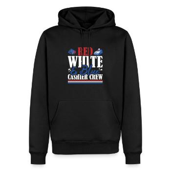 Veteran US Flag Red White & Blue Cashier Crew - Männer Premium Bio Hoodie - Schwarz - Vorne - Nico (187cm)
