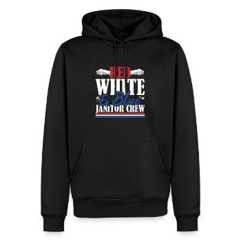 Veteran US Flag Red White & Blue Janitor Crew - Men’s Premium Organic Hoodie - black - Front - Nico (187cm)
