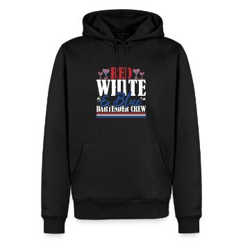 Veteran US Flag Red White & Blue Bartender Crew - Men’s Premium Organic Hoodie - black - Front - Nico (187cm)