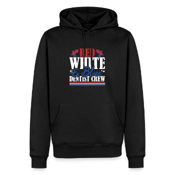 Veteran US Flag Red White & Blue Dentist Crew - Men’s Premium Organic Hoodie - black - Front - Nico (187cm)