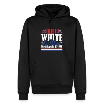 Veteran US Flag Red White & Blue Mechanic Crew - Men’s Premium Organic Hoodie - black - Front - Nico (187cm)
