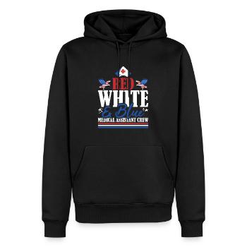 Veteran US Flag Red White & Blue Medical Assistant - Men’s Premium Organic Hoodie - black - Front - Nico (187cm)