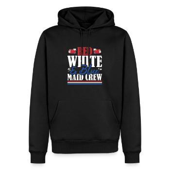 Veteran US Flag Red White & Blue Maid Crew - Men’s Premium Organic Hoodie - black - Front - Nico (187cm)
