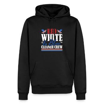Veteran US Flag Red White & Blue Cleaner Crew - Men’s Premium Organic Hoodie - black - Front - Nico (187cm)