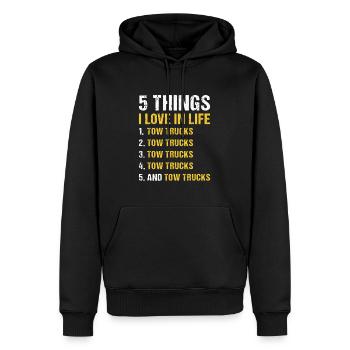5 Things I Love In Life Tow Truck Operator - Men’s Premium Organic Hoodie - black - Front - Nico (187cm)