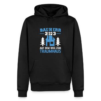 Auf Dem Weg Zum Traumhaus Bauleiter 2023 - Männer Premium Bio Hoodie - Schwarz - Vorne - Nico (187cm)