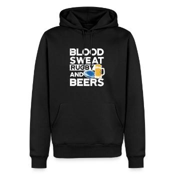 Blood Sweat Rugby et bières Écosse Rugby - Sweat à capuche Premium bio Homme - noir - Devant - Nico (187cm)