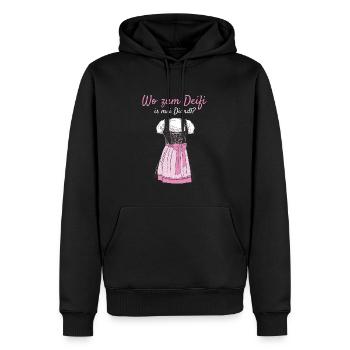 Volksfest Wo Zum Deifi Is Mei Dirndl Dirndl Ersatz - Männer Premium Bio Hoodie - Schwarz - Vorne - Nico (187cm)