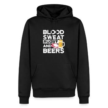Blood Sweat Rugby et Beers Rugby - Sweat à capuche Premium bio Homme - noir - Devant - Nico (187cm)