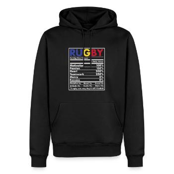 Nutrition Roumanie Rugby - Sweat à capuche Premium bio Homme - noir - Devant - Nico (187cm)