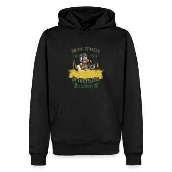 Dans les rues, je suis mignon dans les champs que je photographie - Sweat à capuche Premium bio Homme - noir - Devant - Nico (187cm)