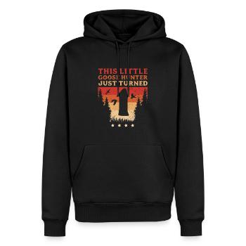 Hunter This Little Goose Hunter Just Turned 1 - Men’s Premium Organic Hoodie - black - Front - Nico (187cm)