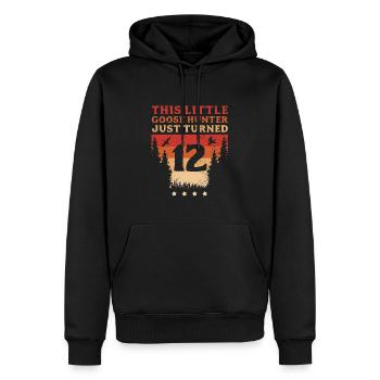 Hunter This Little Goose Hunter Just Turned 12 - Men’s Premium Organic Hoodie - black - Front - Nico (187cm)
