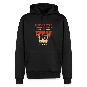 Hunter This Little Goose Hunter Just Turned 16 - Men’s Premium Organic Hoodie - black - Front - Nico (187cm)