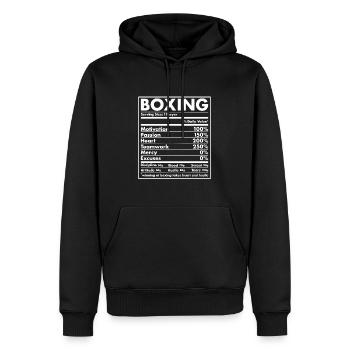 Nutrition sportive Boxe - Sweat à capuche Premium bio Homme - noir - Devant - Nico (187cm)