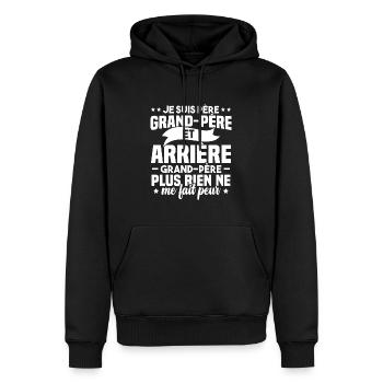 Je suis papa grand-père et arrière-grand-père - Sweat à capuche Premium bio Homme - noir - Devant - Nico (187cm)