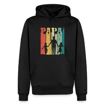 Papa 2 Kinder, Vintage-Geschenk für Papa 2 Kinder - Männer Premium Bio Hoodie - Schwarz - Vorne - Nico (187cm)
