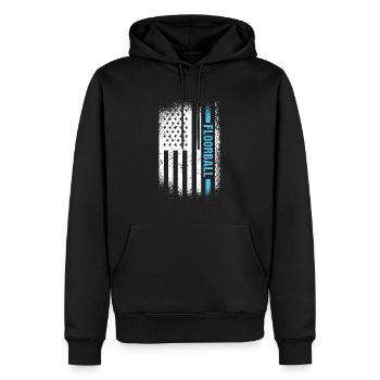 Sport Us Flag Floorball - Männer Premium Bio Hoodie - Schwarz - Vorne - Nico (187cm)