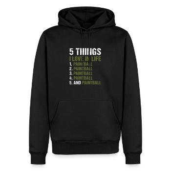 Sport 5 Things I Love In Life Paintball - Männer Premium Bio Hoodie - Schwarz - Vorne - Nico (187cm)