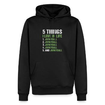 Sport 5 Things I Love In Life Jorkyball - Männer Premium Bio Hoodie - Schwarz - Vorne - Nico (187cm)